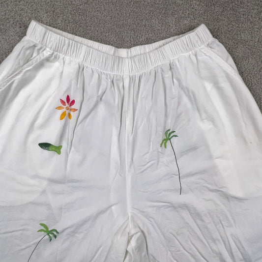 VTG Play Alegre Hand Painted Shorts Womens L Tropical Cotton Beach Summer Boho