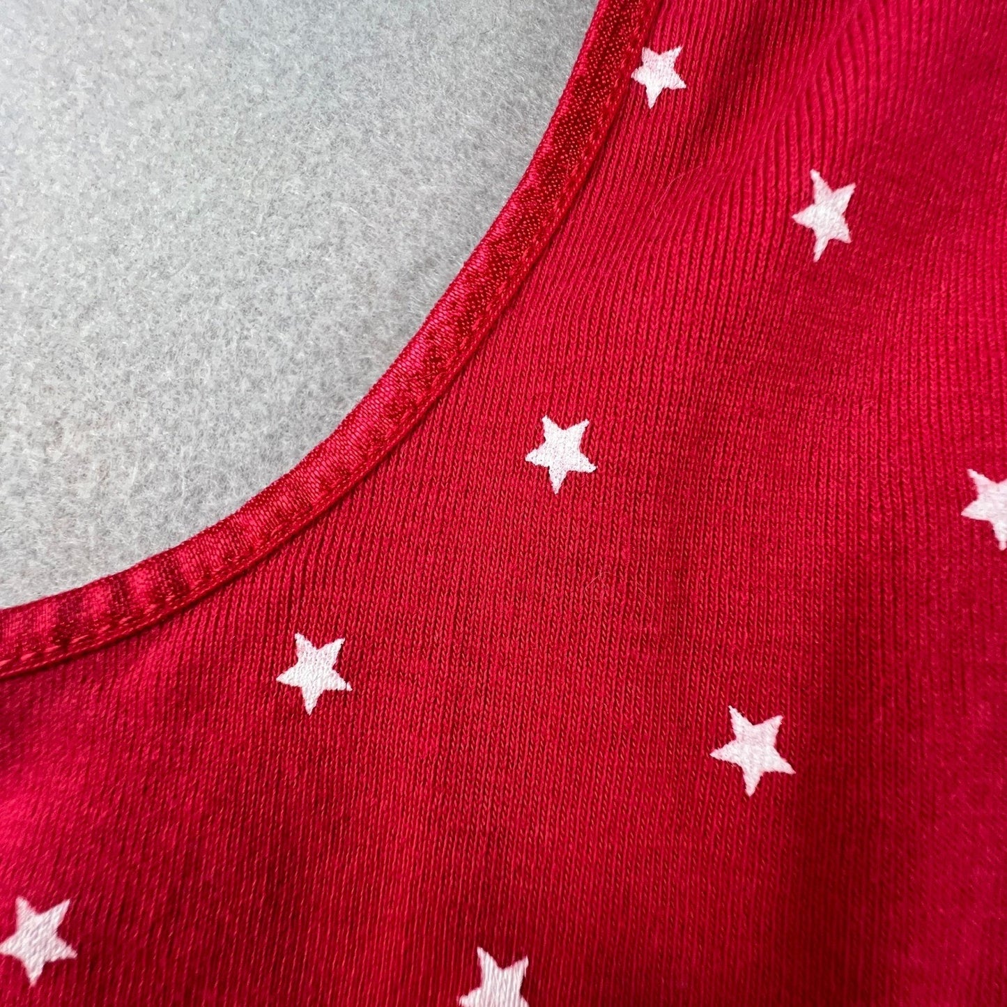 Patriotic Tank Top XL Red Star Print Cotton Casual American Christopher & Banks