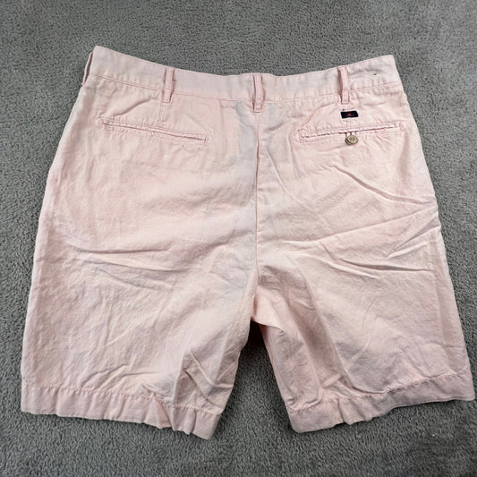 Faherty Linen Cotton Shorts Mens 36 Pink Flat Front Casual Summer Beach Coastal
