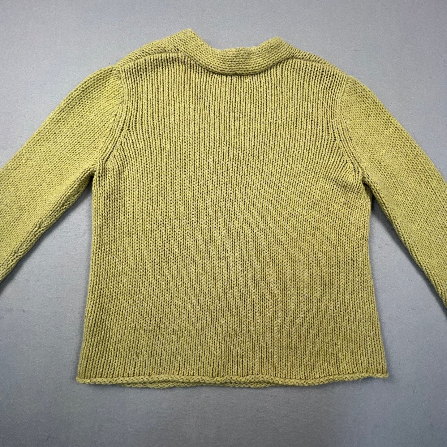 Eileen Fisher V-Neck Sweater Womens L Green Wool Alpaca Knit Pullover Minimalist