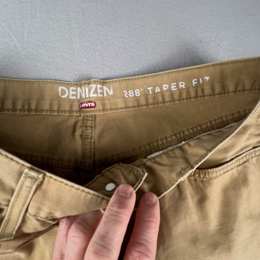 Denizen Levi's 288 Taper Fit Pants Mens 34x29 Tan Khaki Chino Casual Workwear