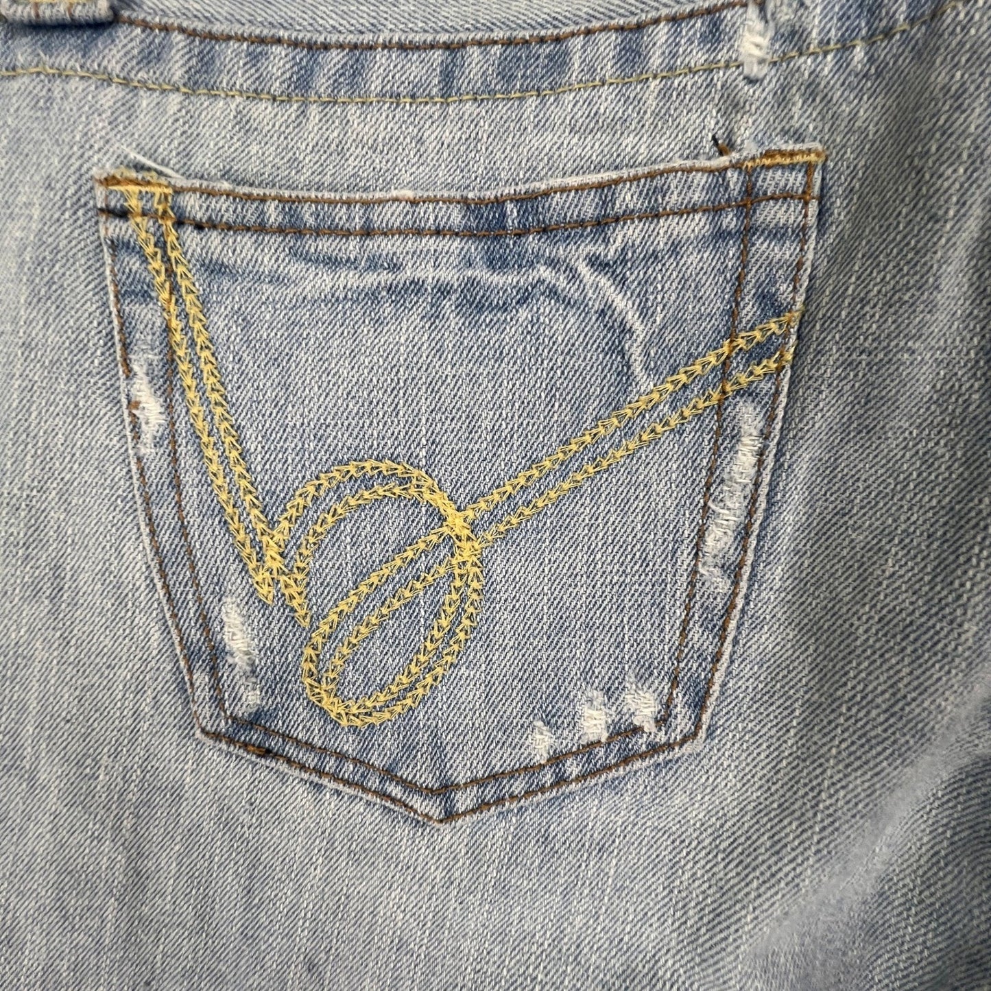 VTG Y2K Bebe Flare Jeans Womens 27 Embroidered Distressed Patchwork Boho