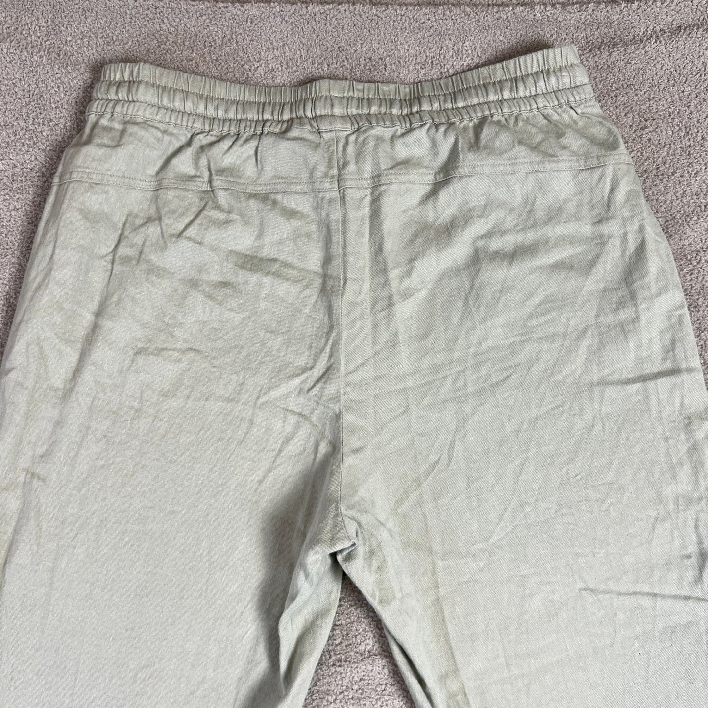 32 Degrees Cool Pants Linen Blend Women's M Light Green Drawstring Waist Wide
