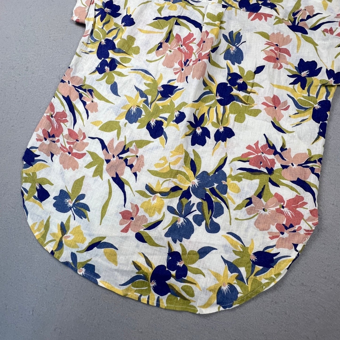 Lauren Ralph Lauren Button Down Shirt Womens XS Multi Floral 100% Linen Tropical