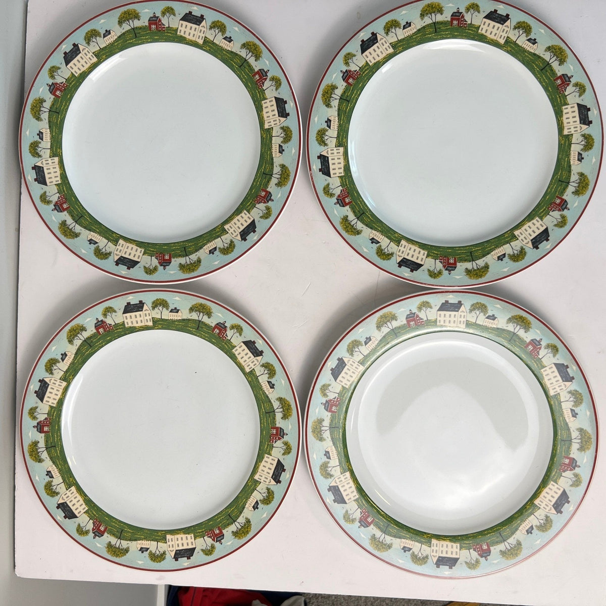 Sakura Dinner Plates Warren Kimble Brandon House 10.75" White Folk Art Farmhouse