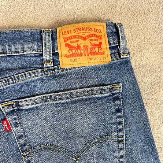 Levi's 505 Jeans Men's 40x32 Blue Denim Stretch Straight Leg