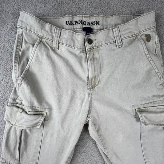 Vintage US Polo Assn. Mens 30 x 32 Stretch Cargo Pants Khaki Ralph Lauren
