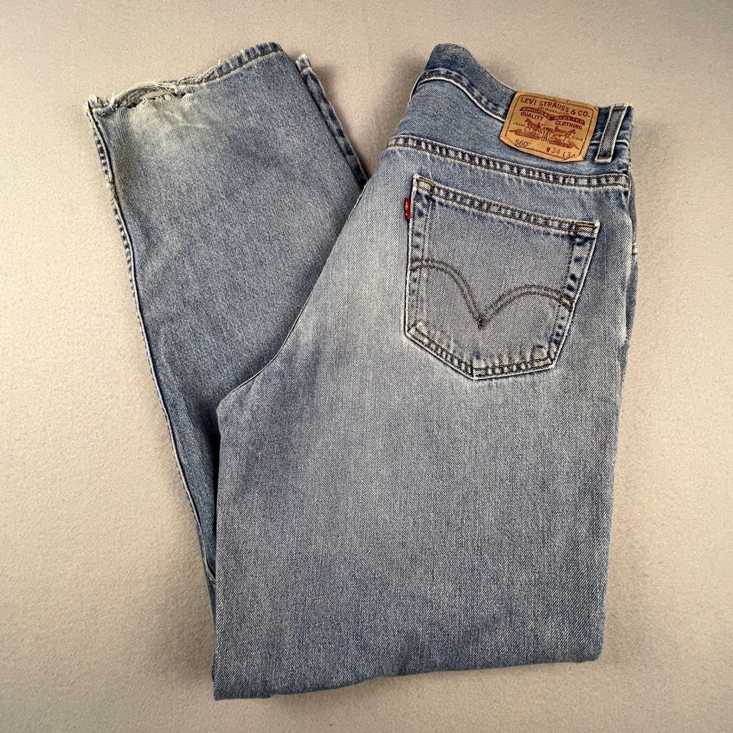 Levi's 560 Comfort Fit Jeans Mens 34x34 Light Wash Relaxed Tapered Denim Vintage