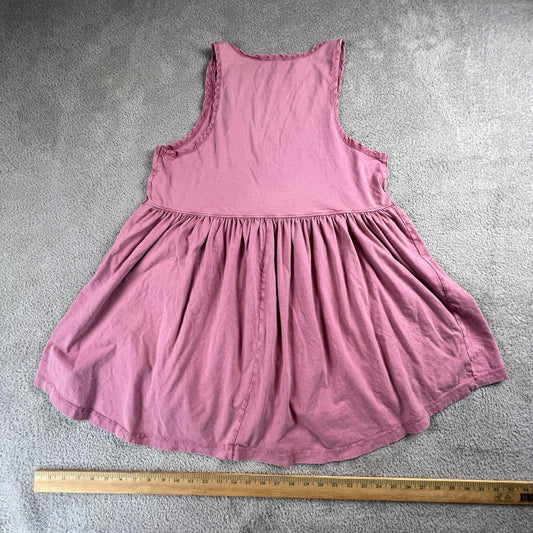 Free People Babydoll Tank Top Womens Small Pink Button Front Boho Peplum Cotton