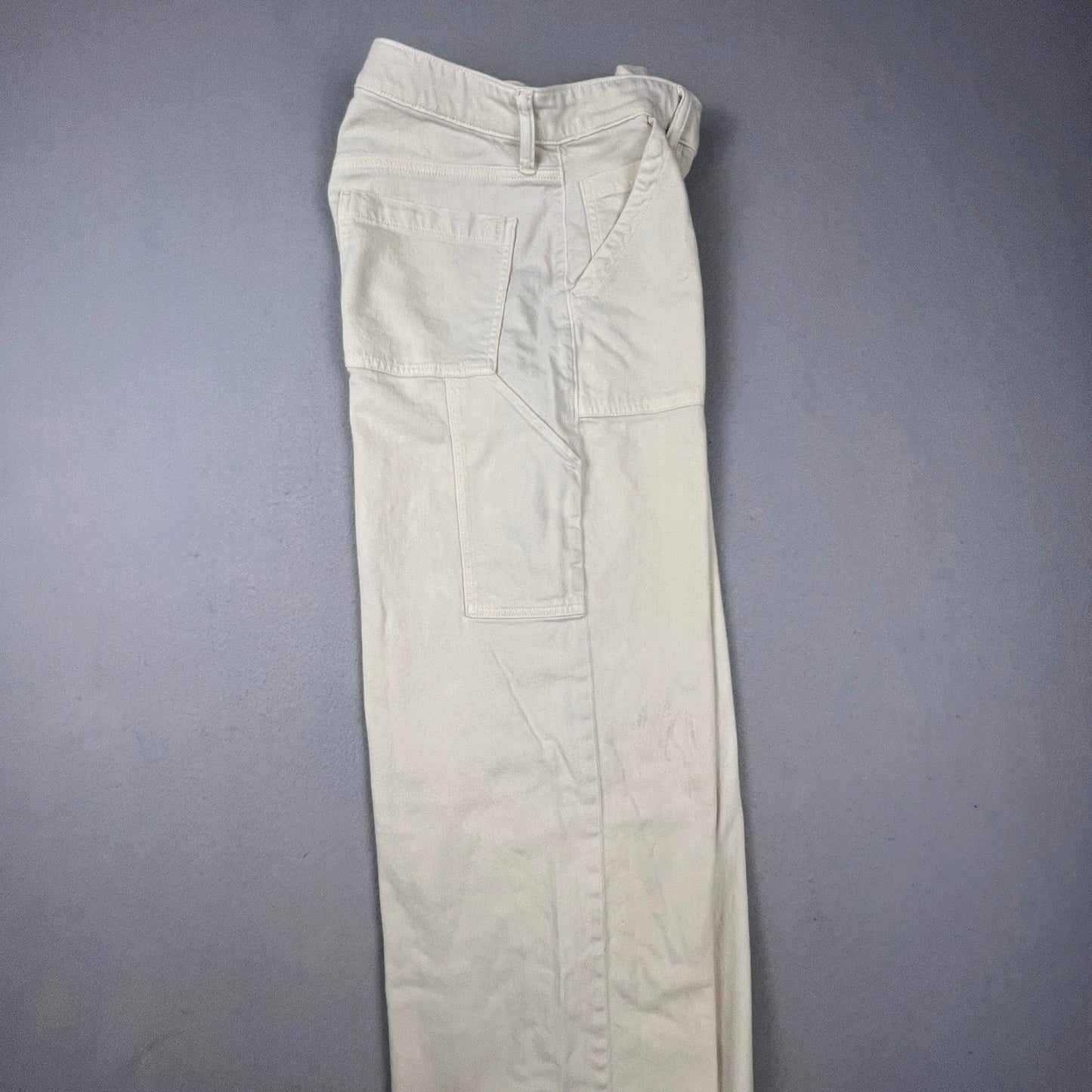 American Eagle Carpenter Pants Womens 10 Cream Wide Leg Utility Workwear Boho