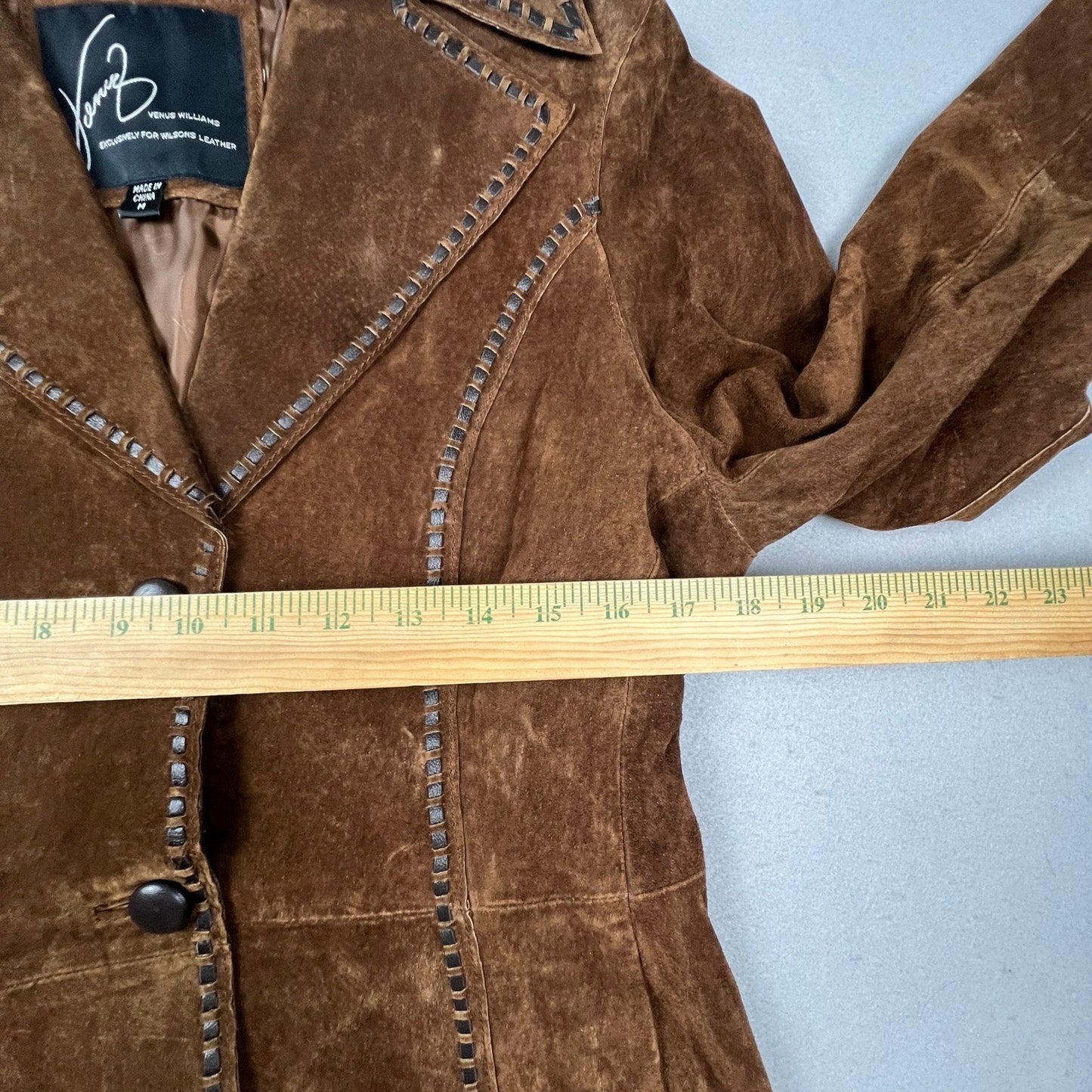 VTG Venus Williams Wilsons Leather Suit Set Womens M Brown Suede 3pc Western Y2K