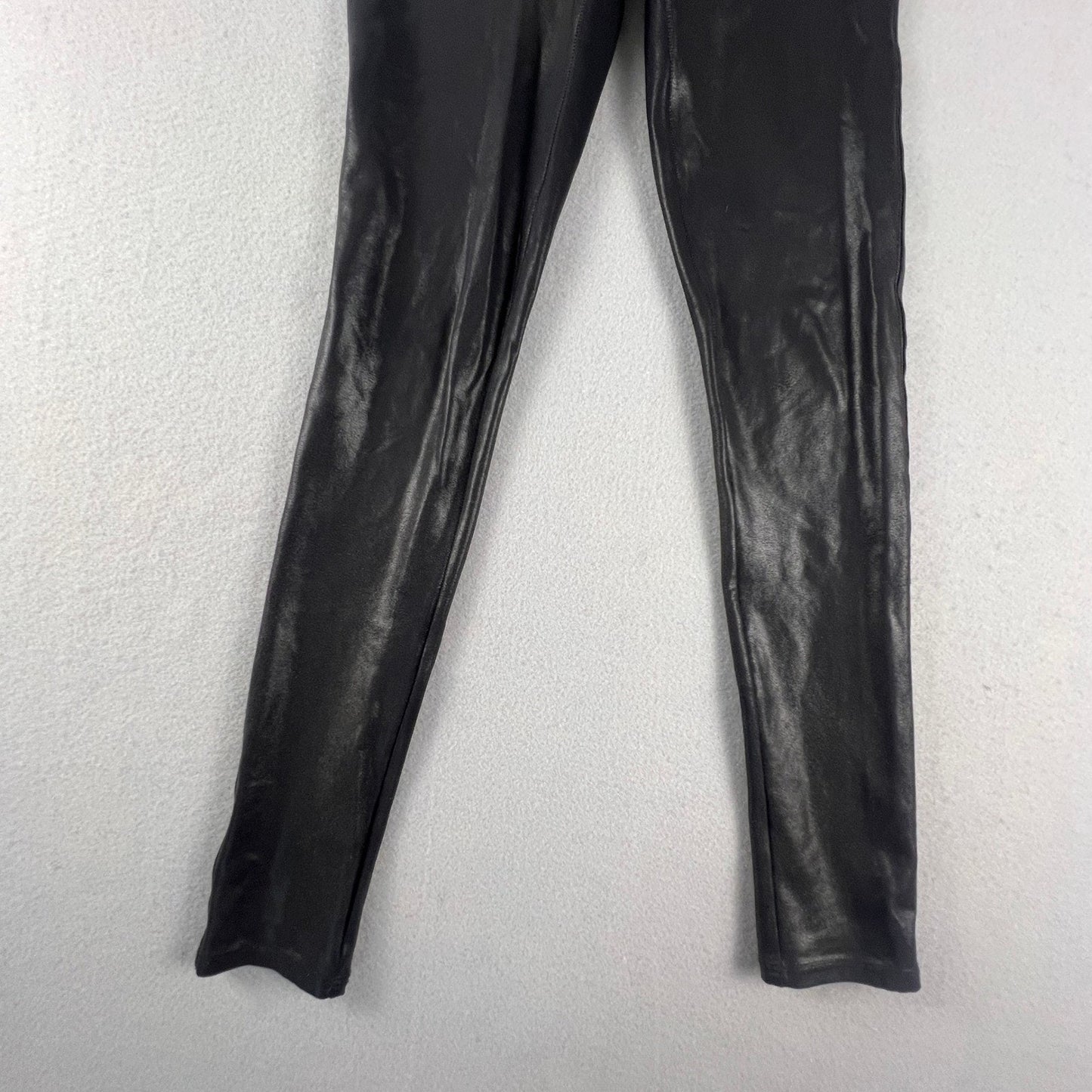 Spanx Faux Leather Leggings Womens Small Petite Black High Waist Edgy Chic
