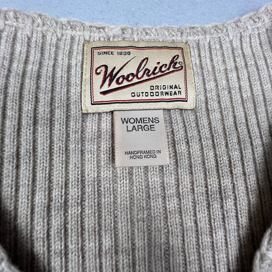 Woolrich Sweater Vest Womens Large Multi Patchwork Wool Zip Up Cabin Cottagecore