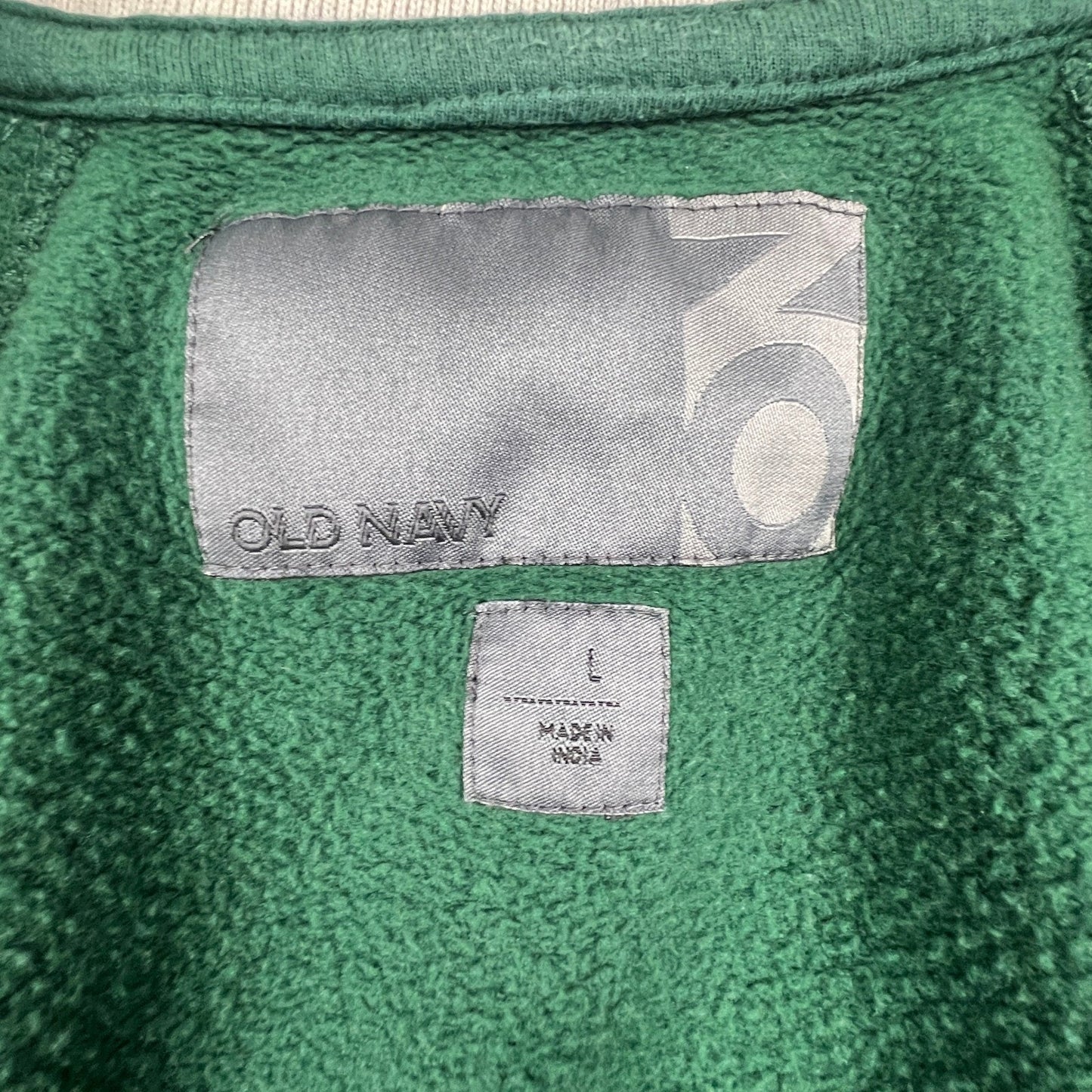 Y2K Old Navy Track Jacket Mens Large Green Striped Full Zip Fleece Retro