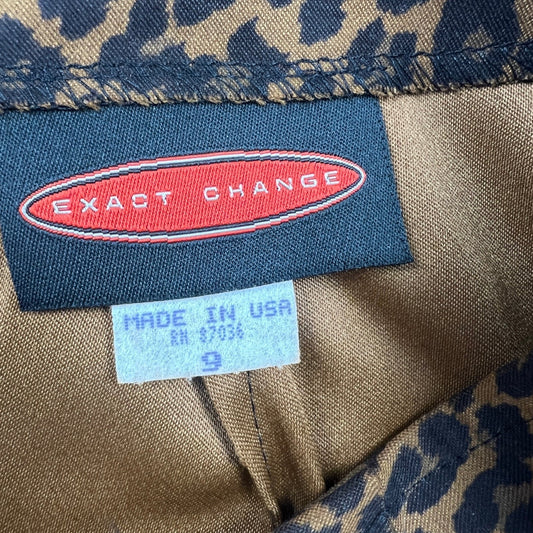 Vtg 90s Y2K Exact Change Mini Skirt Women 9 Brown Leopard Print Stretch A-Line