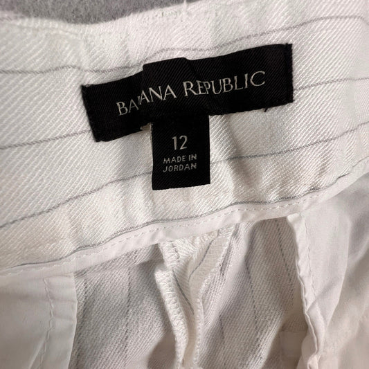 Banana Republic Belted Shorts Women's 12 Pinstripe Linen Blend Pleated Summer