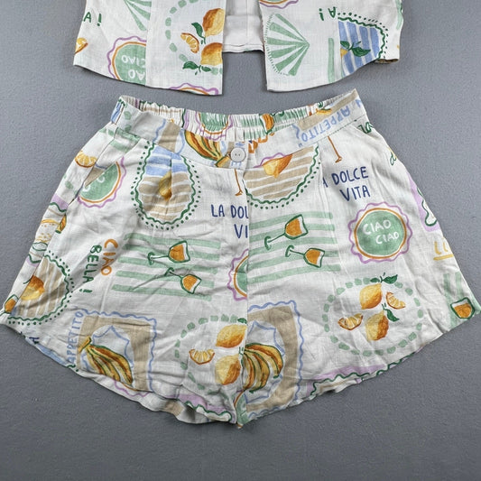 Paper Heart Anthropologie Set Women Large Linen Blend Retro Summer Italy