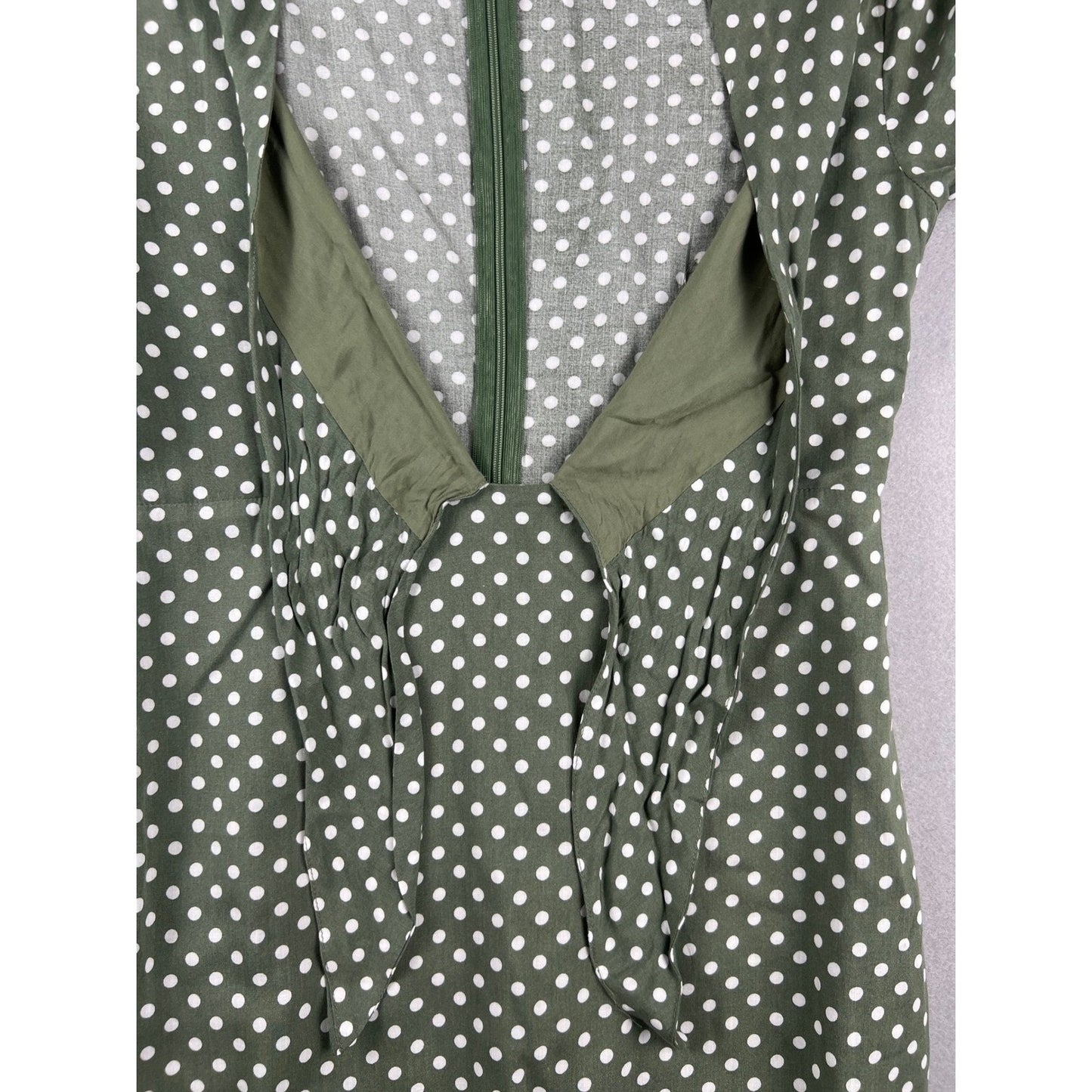 Anthropologie Grade & Gather Midi Dress Womens M Green Polka Dot Summer Casual