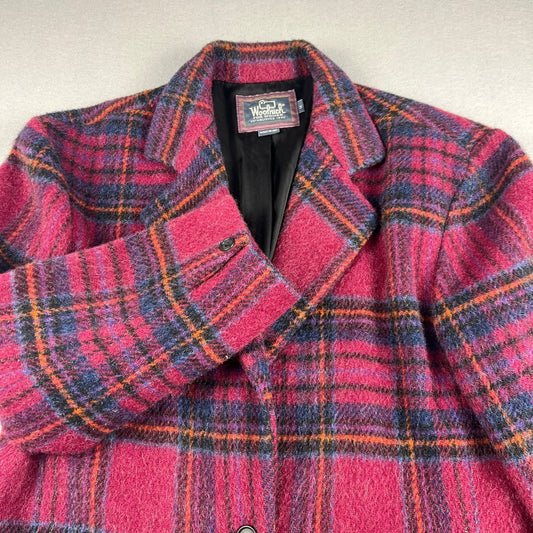 Vintage Woolrich Plaid Wool Blazer Women Medium Made in USA Jacket Dark Academia