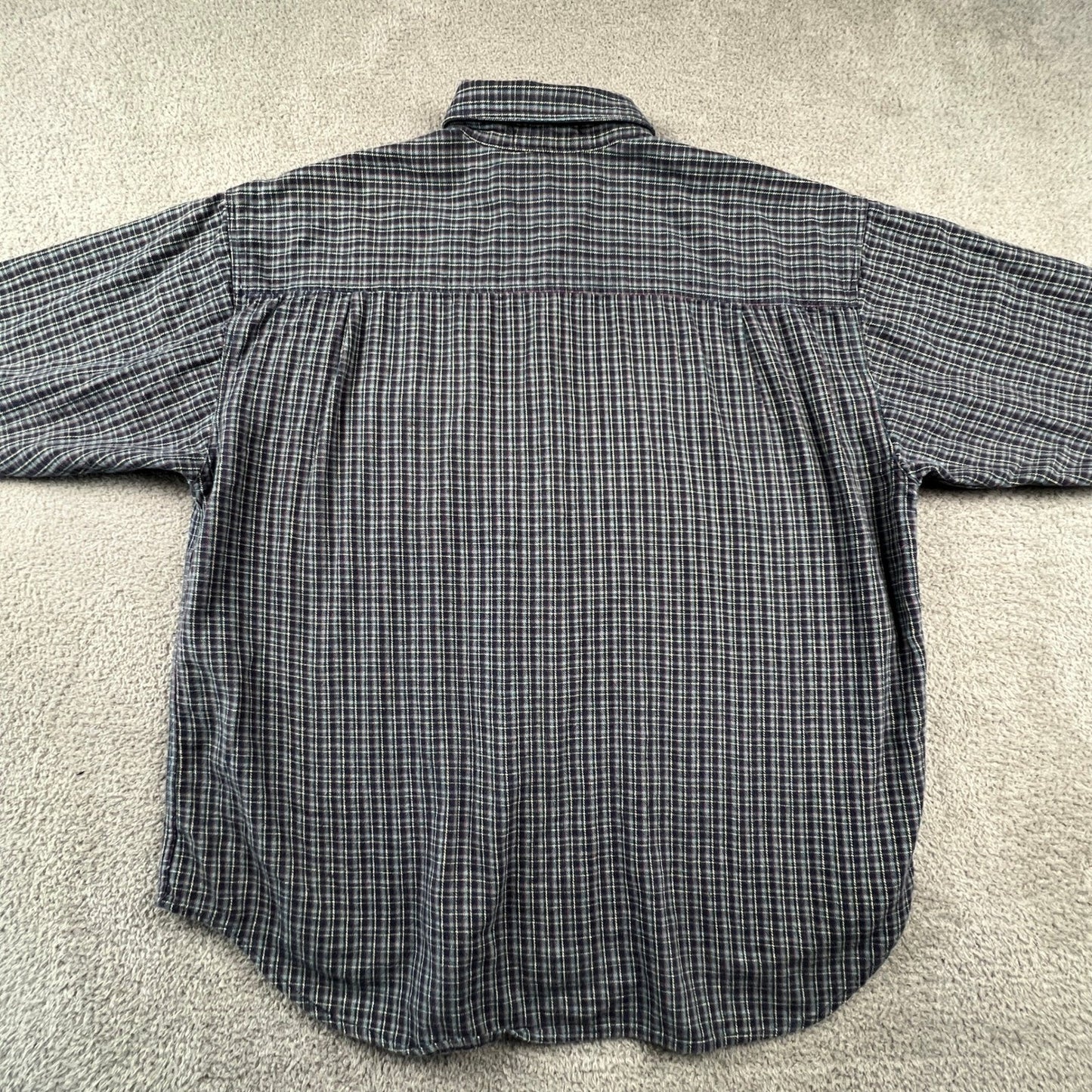 Royal Robbins Plaid Button Down Mens Large Blue Long Sleeve Cotton Flannel Shirt