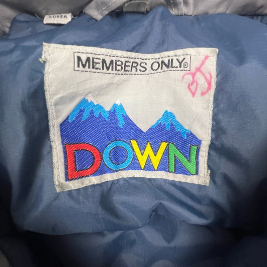 Members Only Down Puffer Jacket Mens XL Blue Vintage 80s Elbow Patches Ski Coat