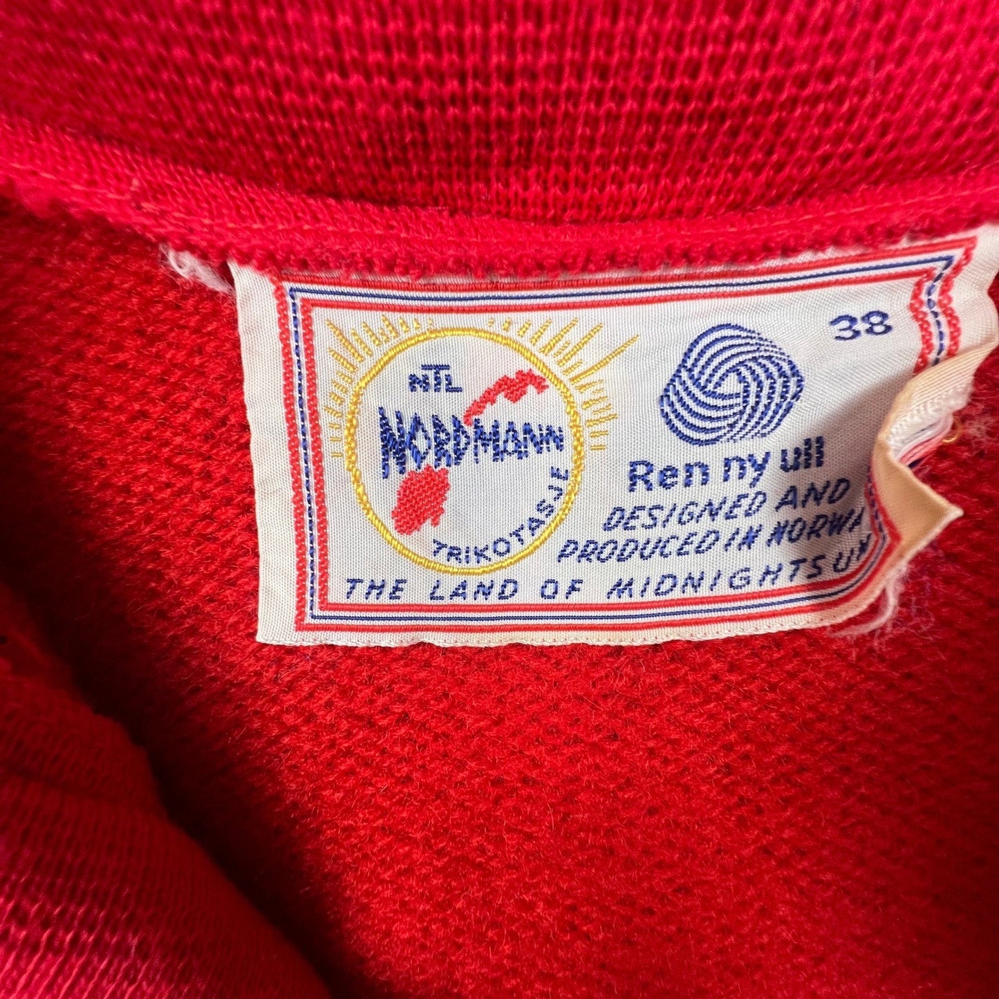 Nordmann Trikotasje Wool Sweater Womens 38 Nordic Clasps Folk Pullover Norway