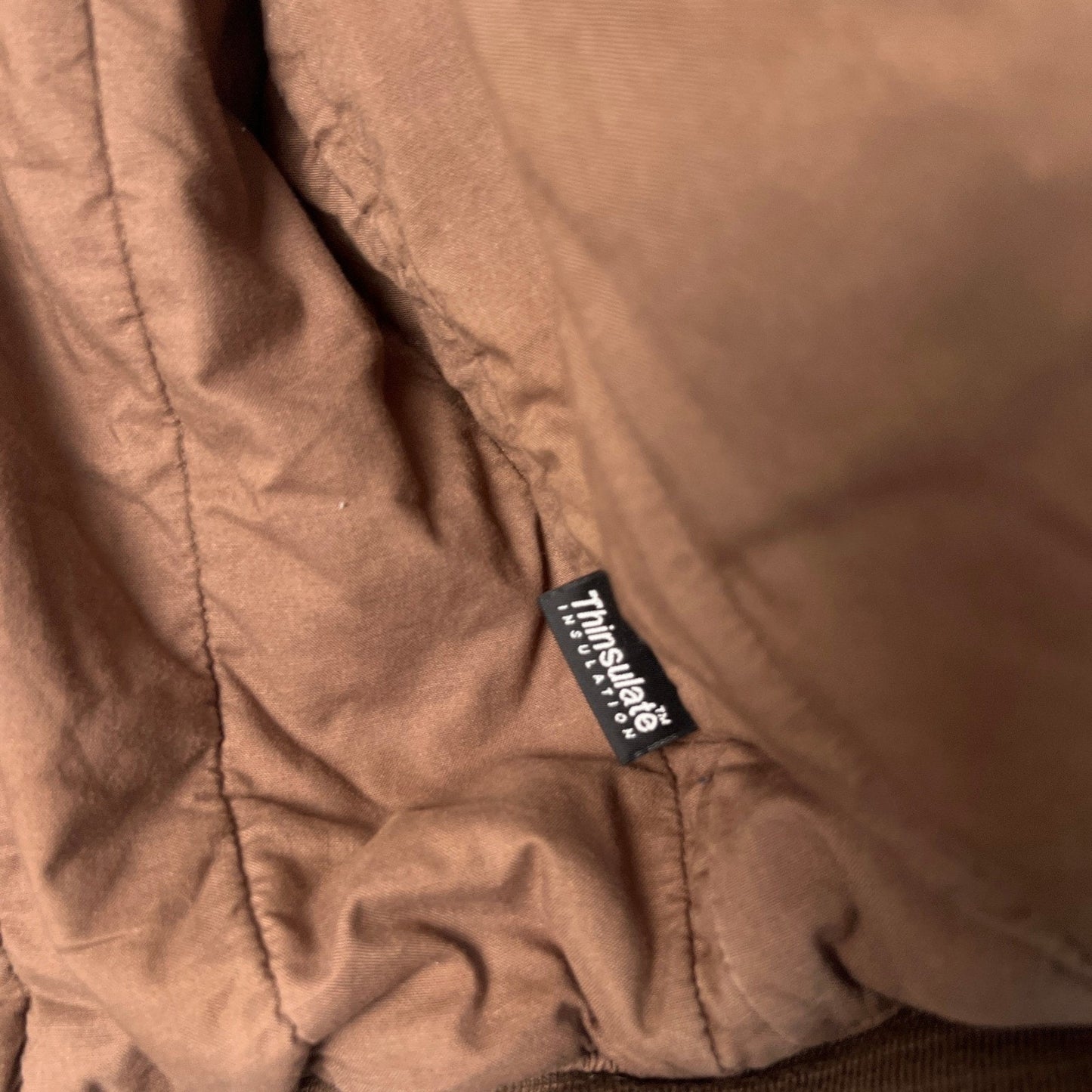 VTG Cabelas Canvas Jacket Mens XL Brown Leather Collar Workwear Outdoor Coat Job