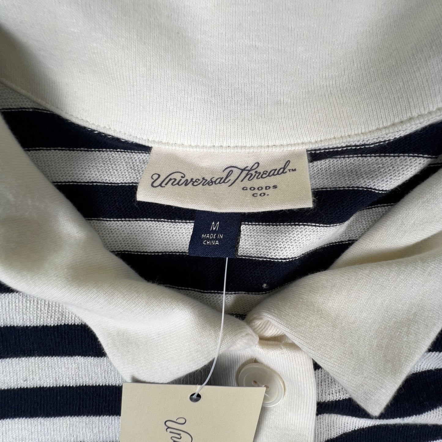 Polo Dress Knit Preppy Medium 100% Cotton Striped Mini Universal Thread