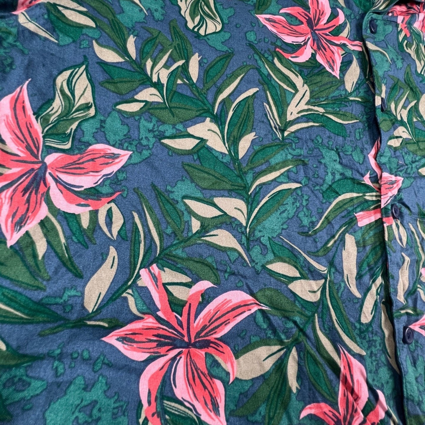 Hawaiian Button Up Shirt Mens XL Floral Tropical Summer Camp Aloha Vacation