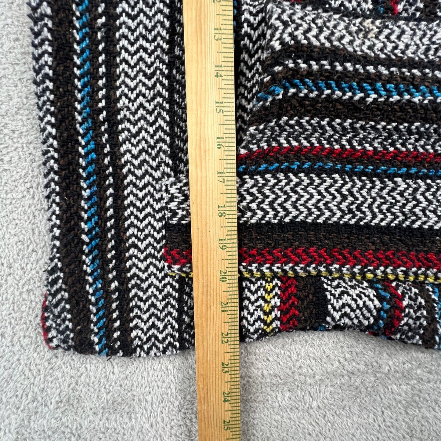 Baja Joe Hoodie Mens Small Striped Mexican Drug Rug Boho Surfer Pullover