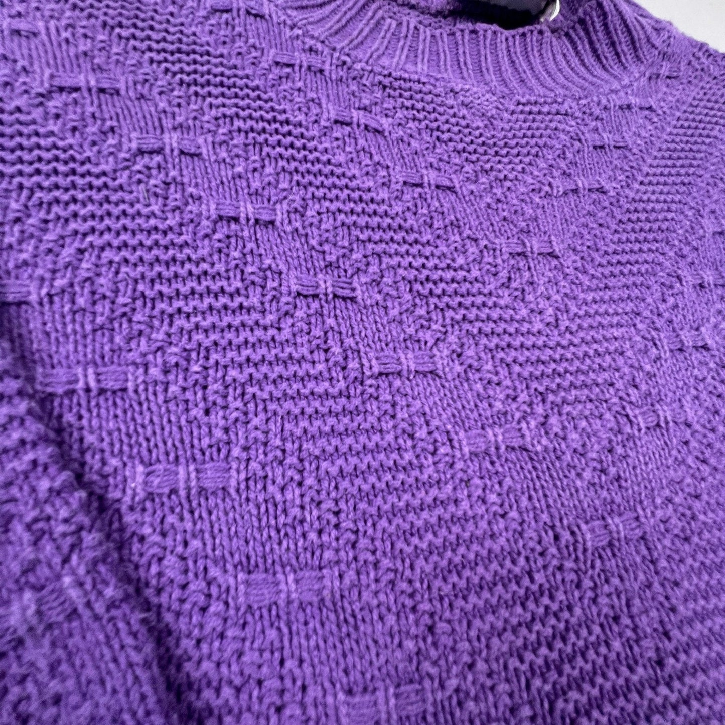 VTG L.S.A. Classics Knit Sweater Womens XL Purple Textured Cotton USA Made