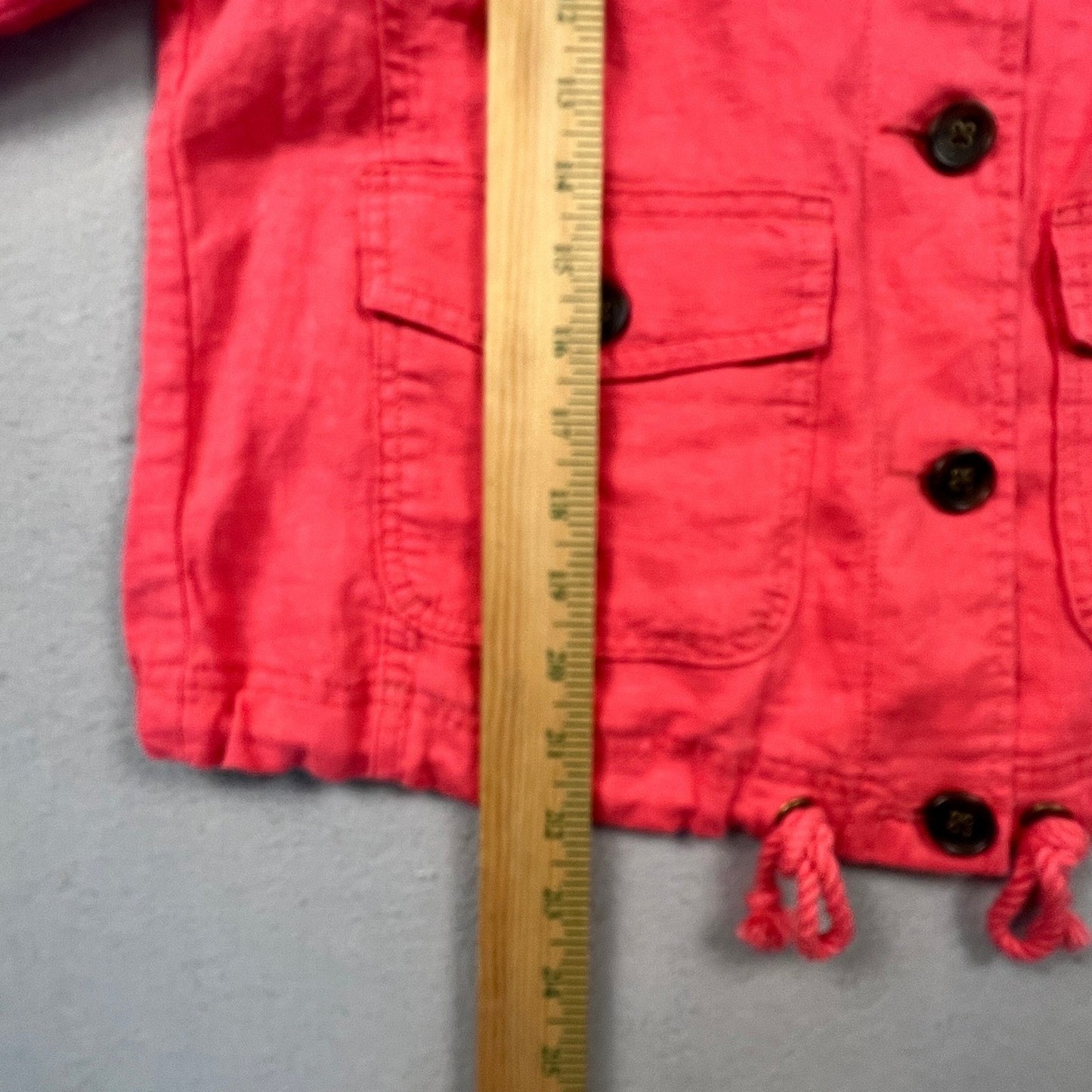 Talbots Linen Utility Jacket Womens XS Coral Pink Button Front Drawstring Casual