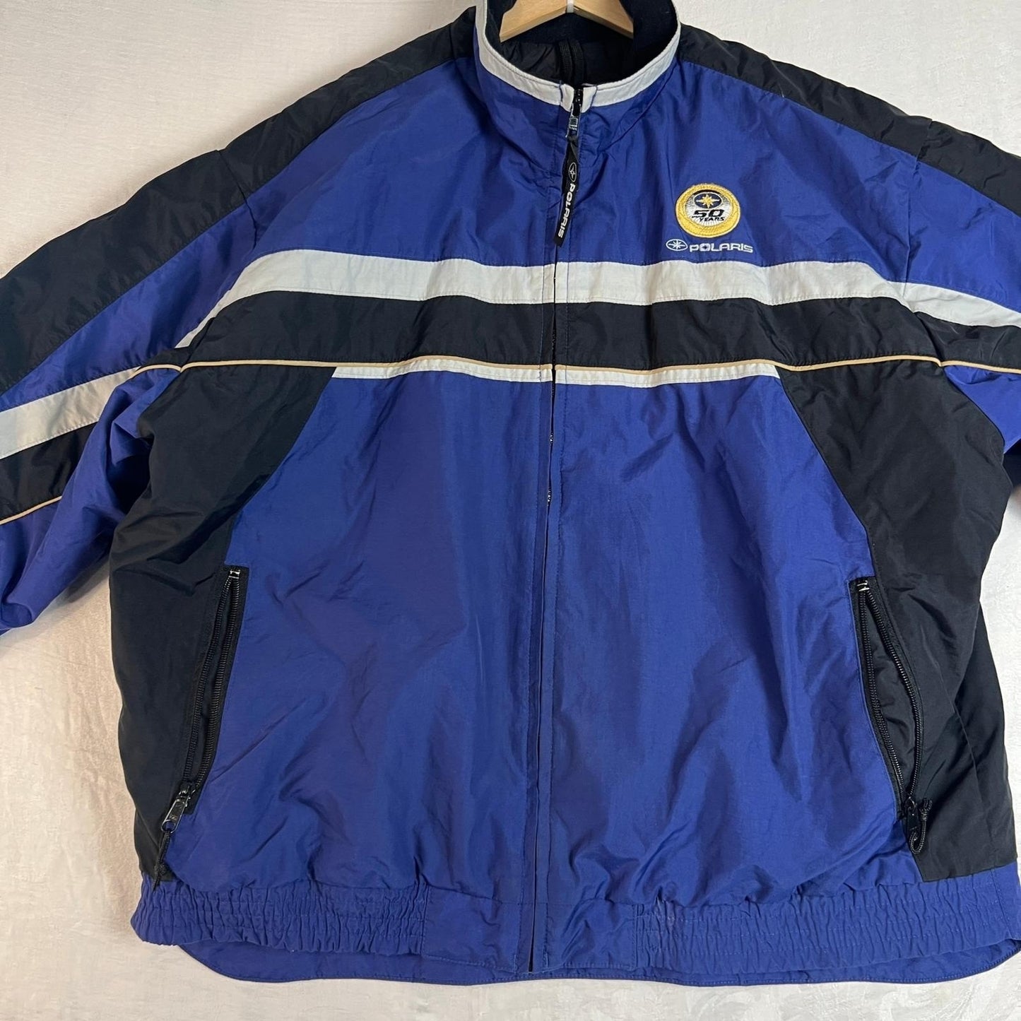 Vintage Polaris Snowmobile Jacket Men's Extra Large Blue Bomber Racing Team Coat