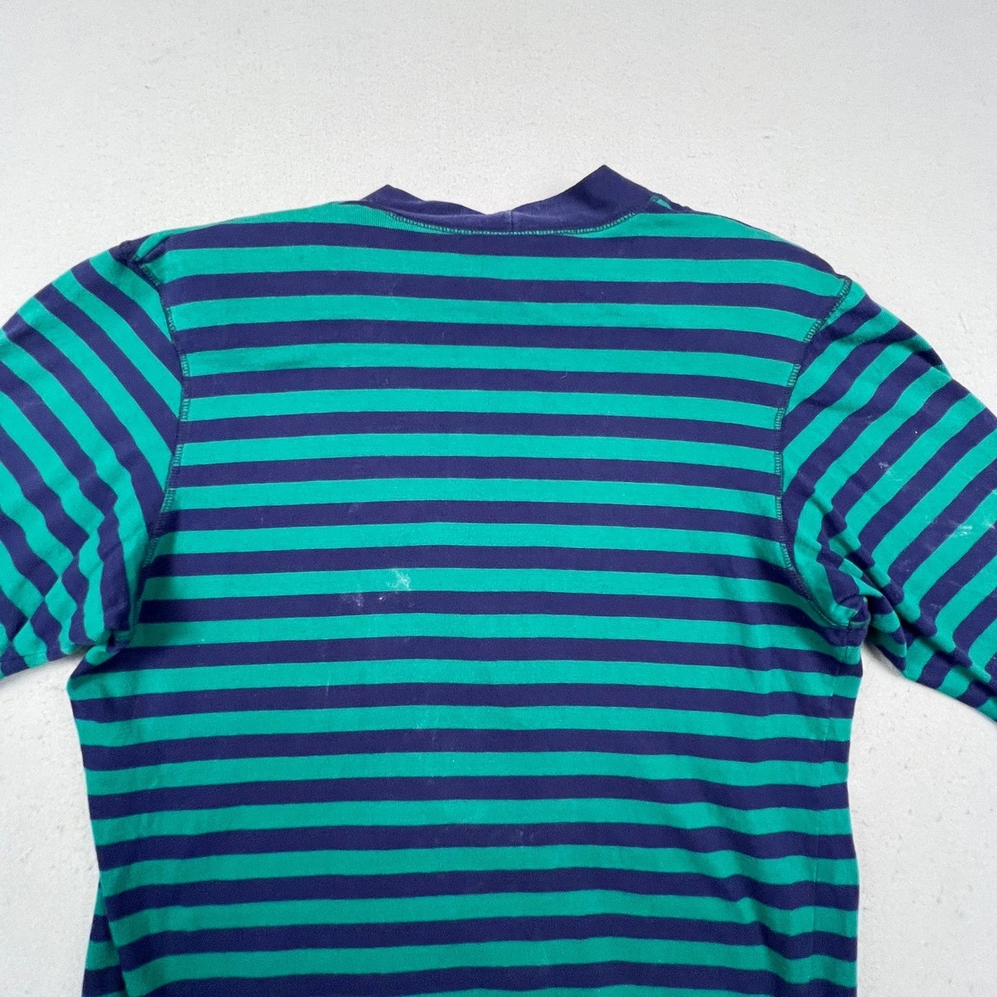 Sandra Ingrish Sport Cardigan Womens L Blue Green Striped Preppy Crest V-Neck