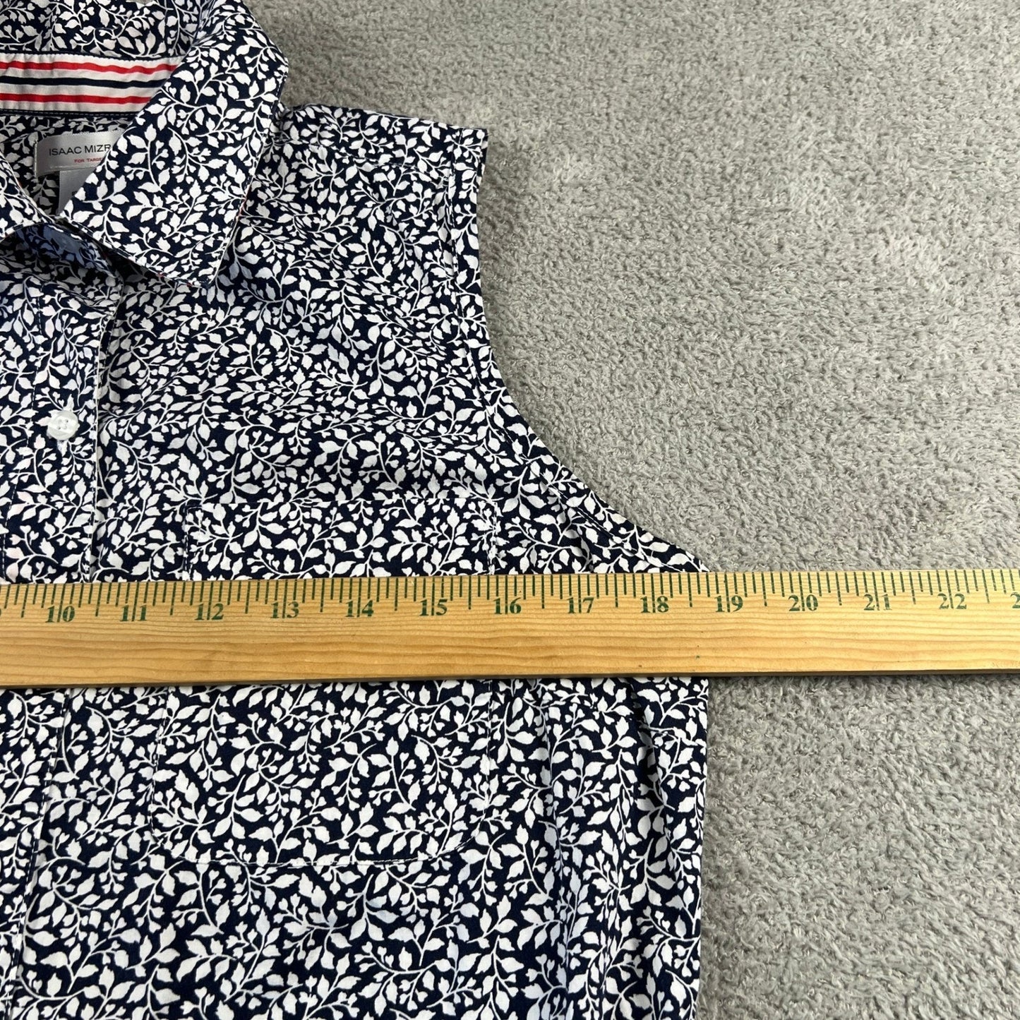 Isaac Mizrahi Shirt Dress Womens Medium Blue Floral Sleeveless Cotton Preppy