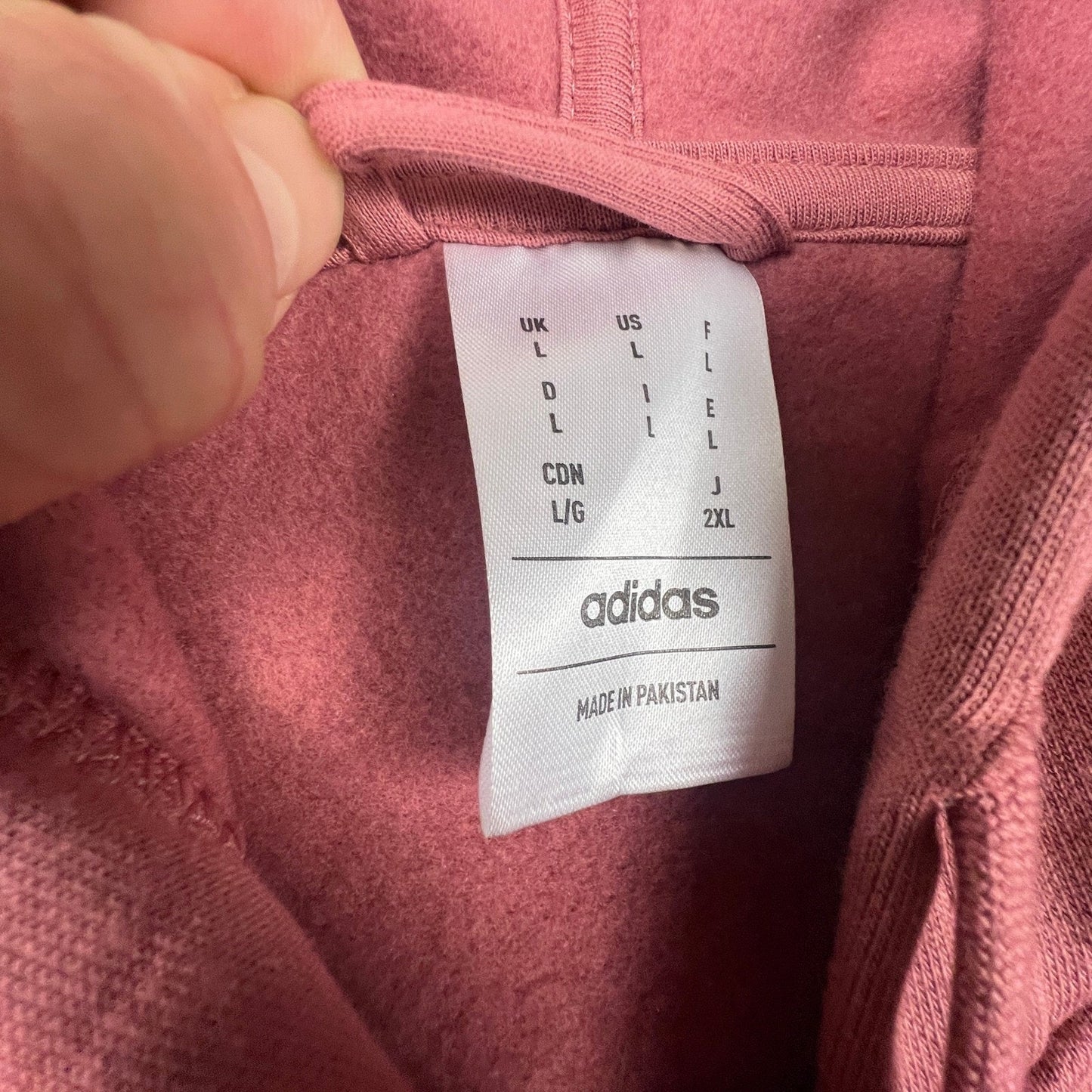 Adidas Full Zip Hoodie Mens Large Mauve Pink 3-Stripe Fleece Athletic IX0166