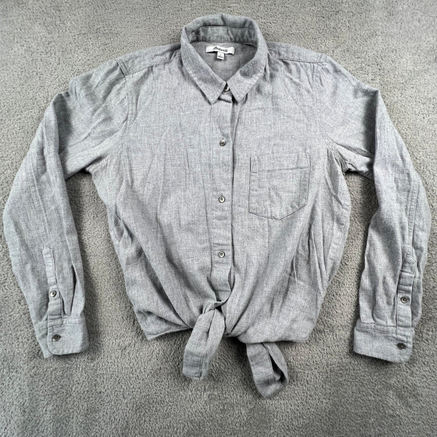 Madewell Cotton Shirt Womens Small Gray Button Up Long Sleeve Casual Minimalist