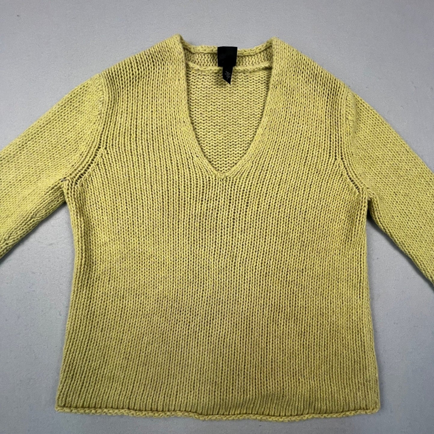 Eileen Fisher V-Neck Sweater Womens L Green Wool Alpaca Knit Pullover Minimalist