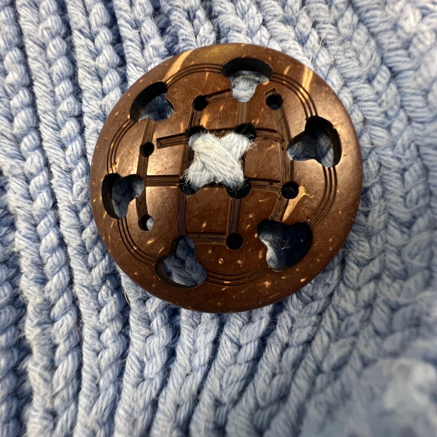 Pure Handknit Cardigan Sweater M/L Blue Cotton Button Up Coastal Grandmacore
