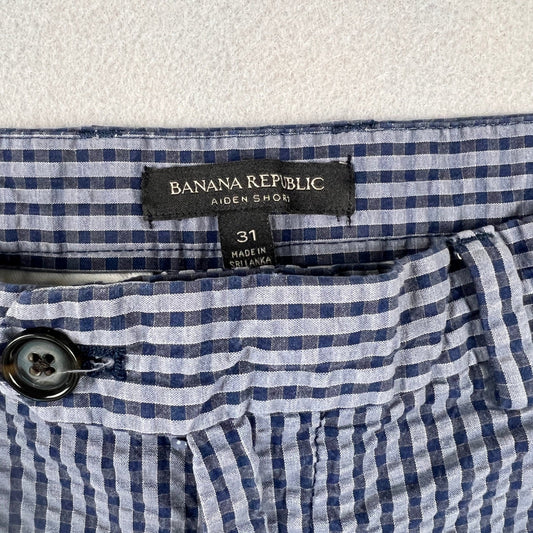 Banana Republic Aiden Shorts Mens 31 Gingham Seersucker Cotton Preppy Summer