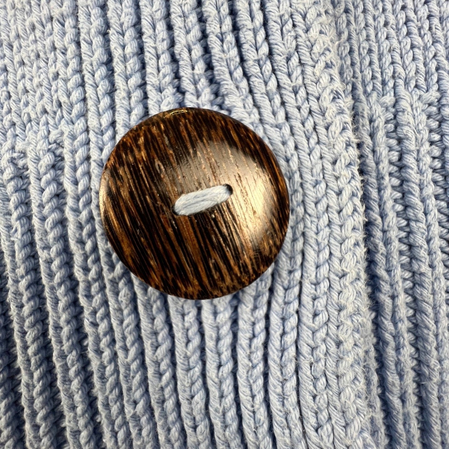 Pure Handknit Cardigan Sweater M/L Blue Cotton Button Up Coastal Grandmacore