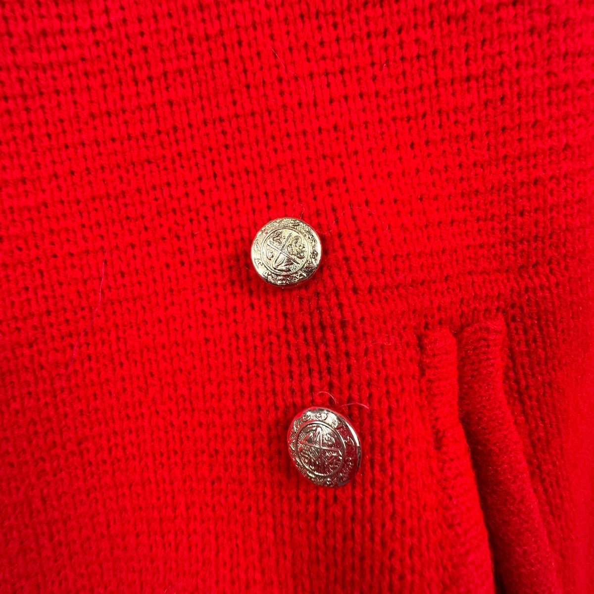Hand Loomed Knit Blazer Women M Red Vintage Full Fashioned Acrylic Cardigan Coat