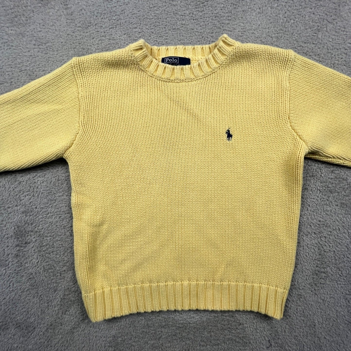 Polo Ralph Lauren Sweater Kids M Yellow Cotton Knit Crewneck Preppy Classic