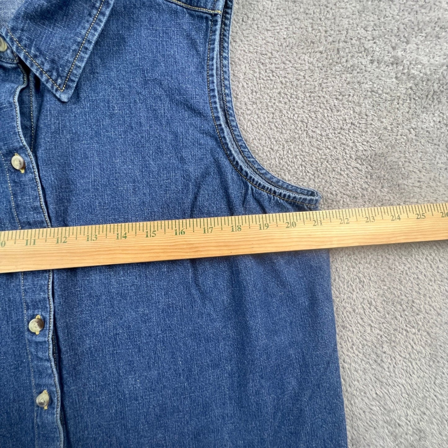 Vintage Denim Vest Top Women XL Blue Sleeveless Casual Classic Cherokee