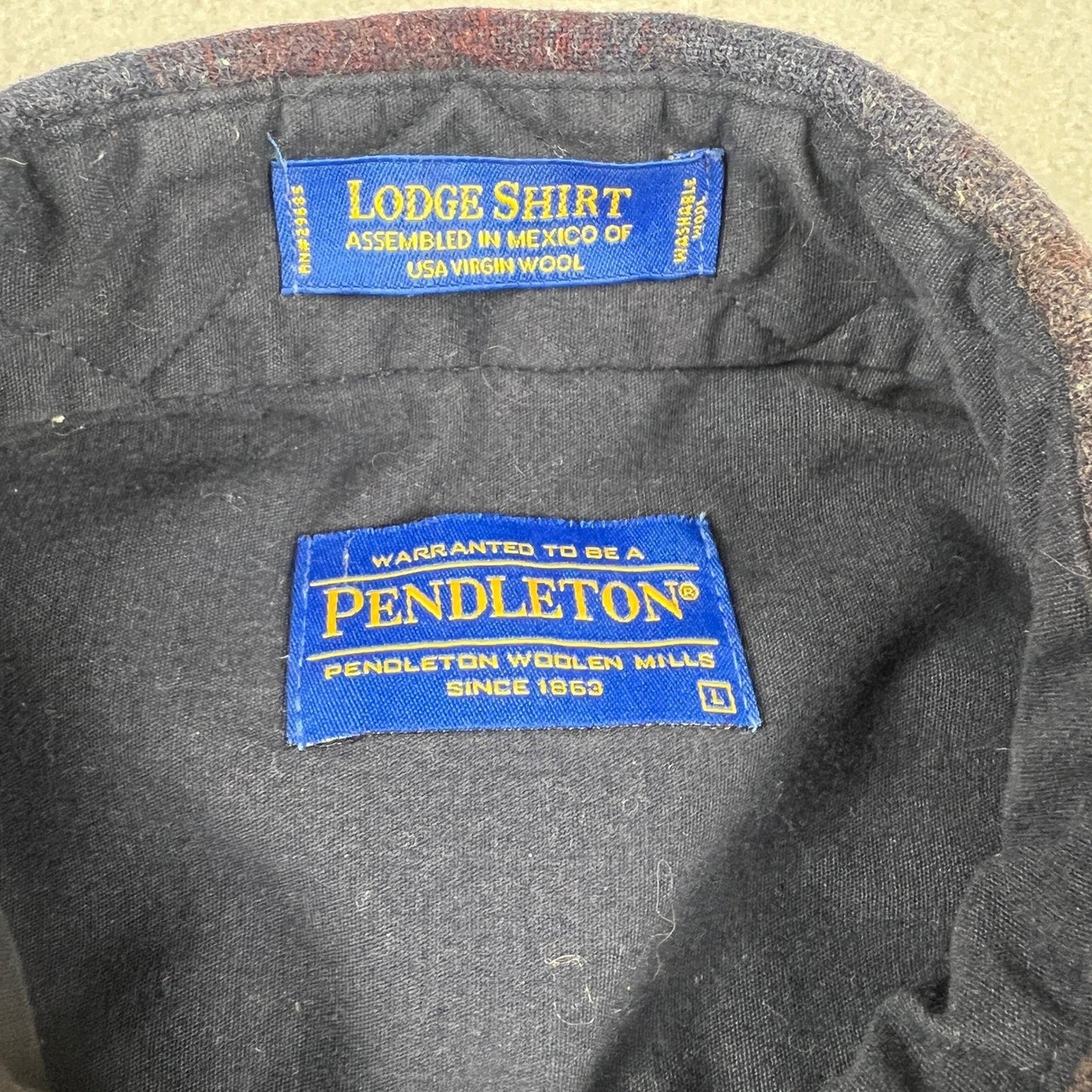 Pendleton Lodge Shirt Mens L Brown Plaid Wool Button Up Flannel Outdoor Classic
