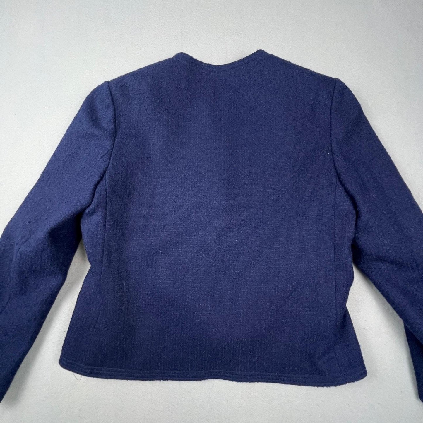 VTG Young Traditions Blazer Women 14 Navy Blue Gold Button Wool Blend Preppy