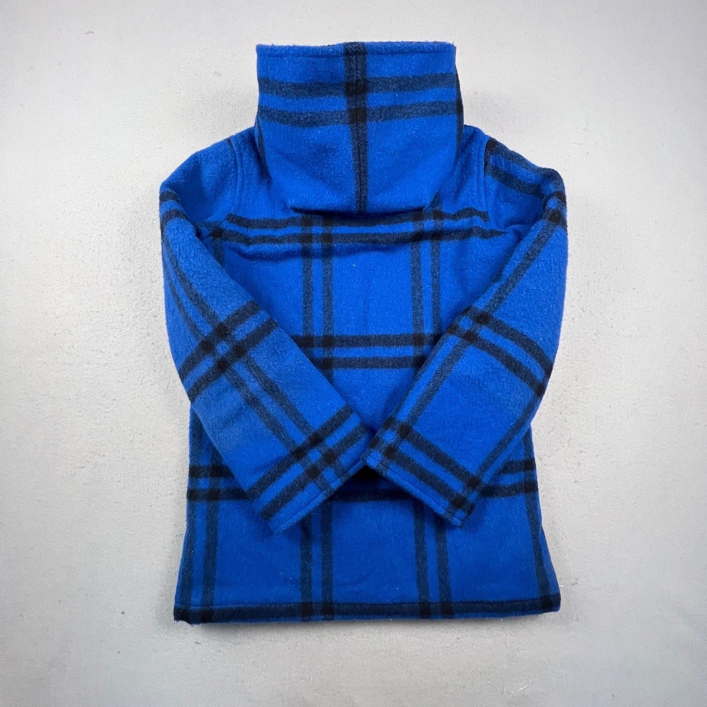 Woolrich Plaid Hooded Coat Womens Medium Blue Wool Blend Vintage Button Front