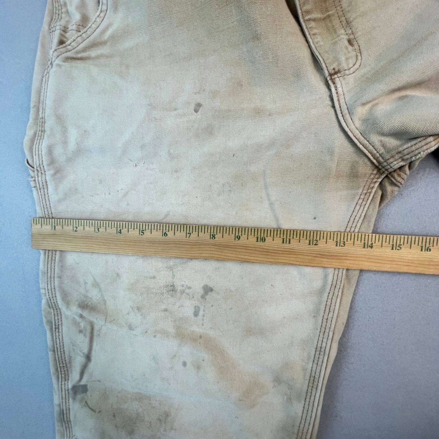 Carhartt B11 BRN Carpenter Pants Mens 38x32 Canvas Distressed Workwear Faded