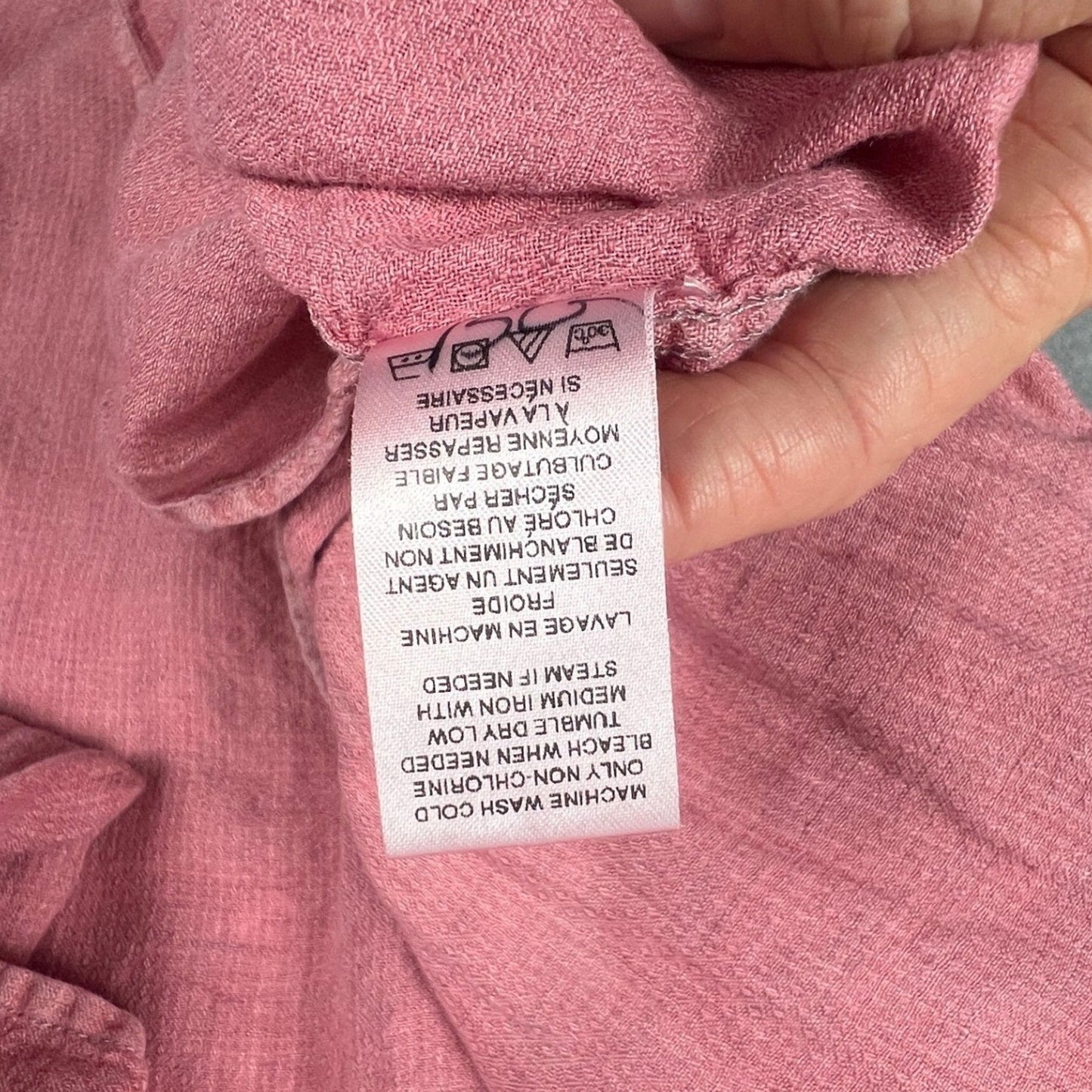 Raffi Button Down Shirt Womens Small Pink 100% Pure Linen Casual Summer