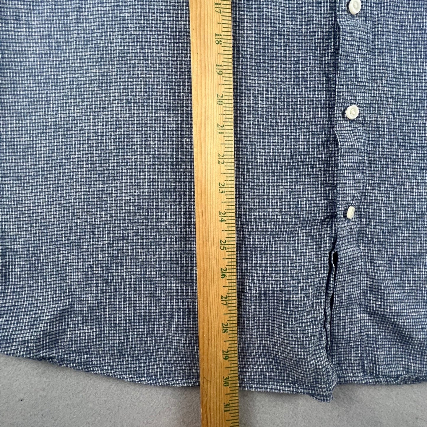 Linen Blend Button Down Shirt Mens XXL Blue Grid Rich Casual Classic